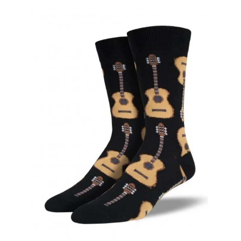 Cozy Home Socks for Ultimate Comfort-Acoustic Guitars Men's Socks, Black