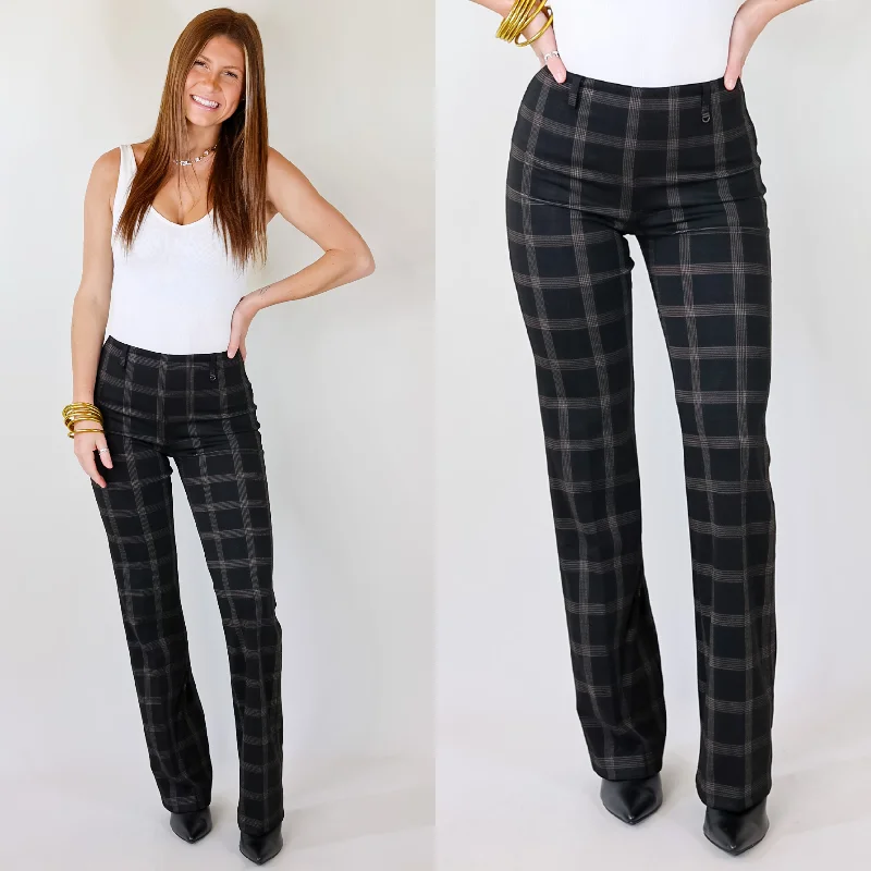 Casual Lounge Pants for Relaxing Weekends-Lyssé | Plaid Baby Bootcut Pants in Black