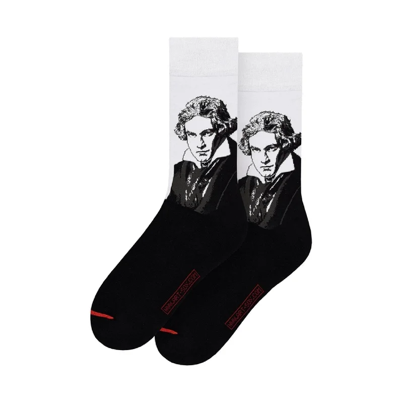 Lightweight Running Socks for Athletes-Beethoven Portrait Women’s Socks, White