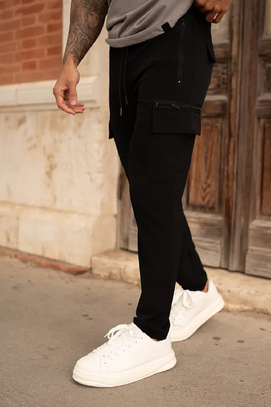 Fashionable Bootcut Trousers for Business Wear-Smart Tech Cargo Pants - Black