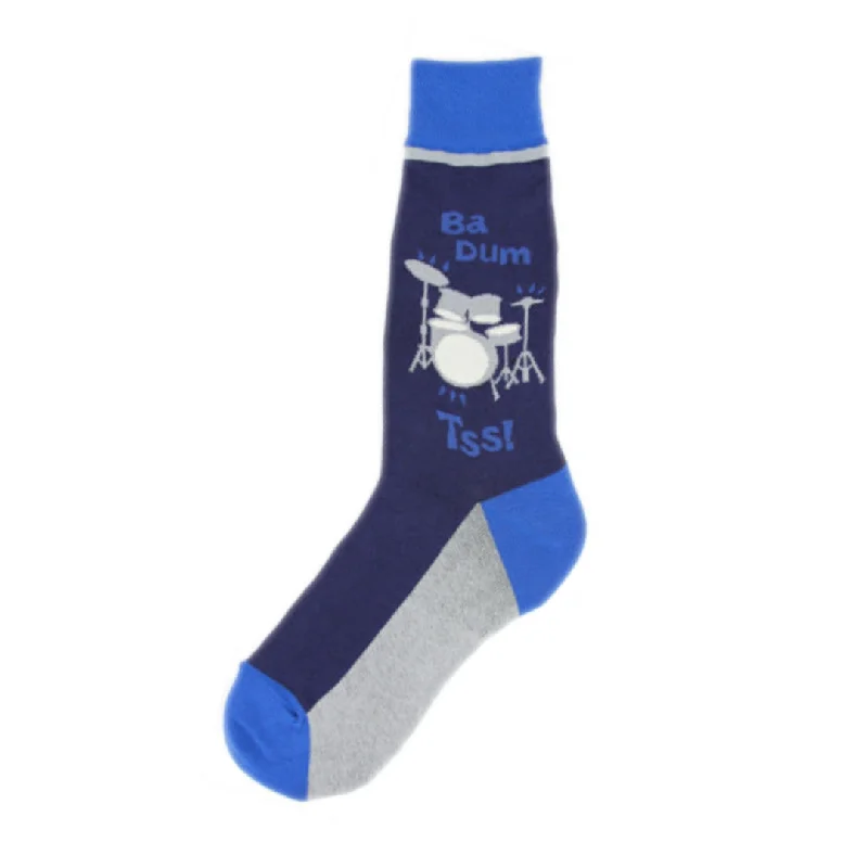 Comfortable Crew Socks for Work and Casual Days-“Ba-dum-tss!” Drum Set Men’s Socks