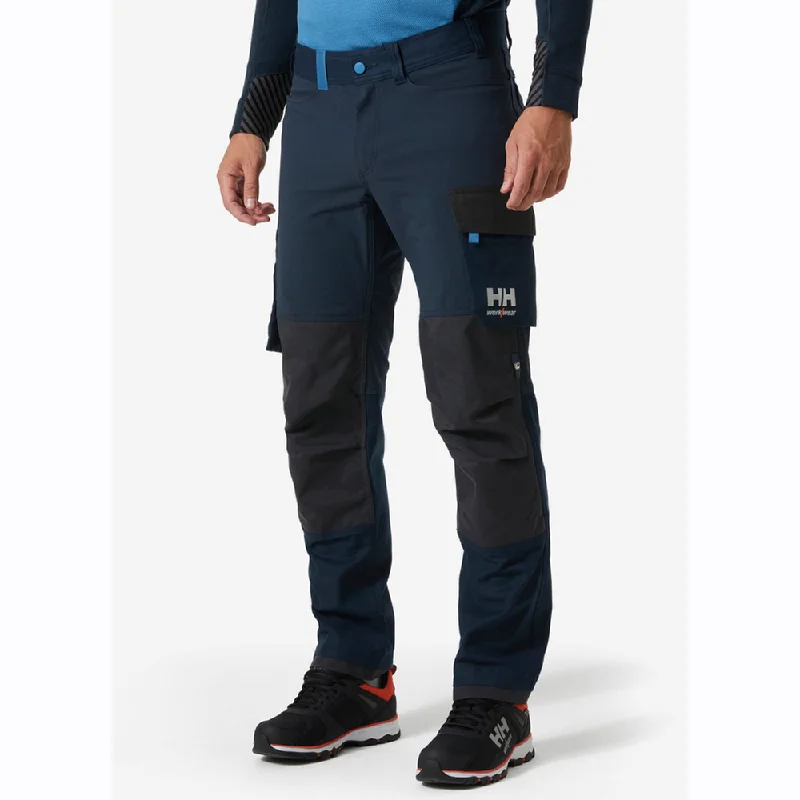 Classic Black Dress Pants for Formal Wear-Helly Hansen 77407 Oxford 4X Stretch Work Pants Trousers Blue