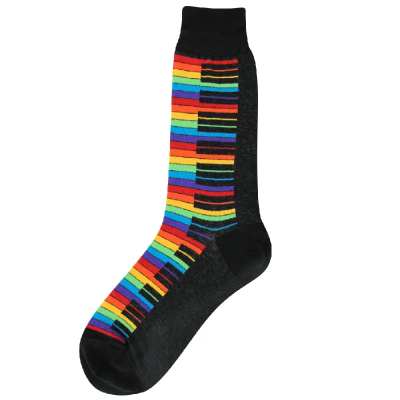 Cushioned Foot Socks for Extra Comfort-Rainbow Piano Keys Men's Socks