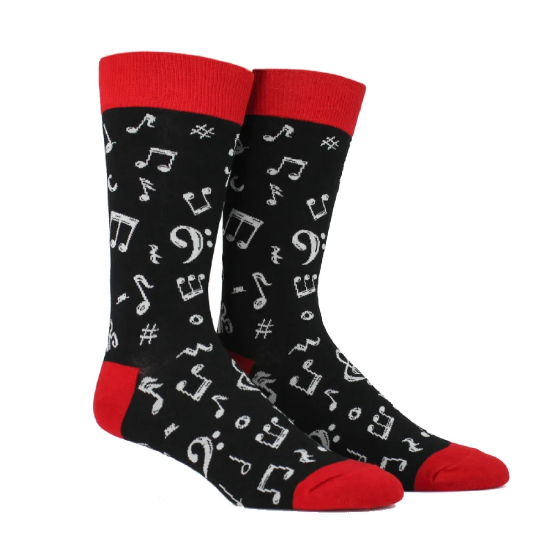 Cozy Knit Socks for Warmth and Comfort-Music Notes Women’s Socks, Red