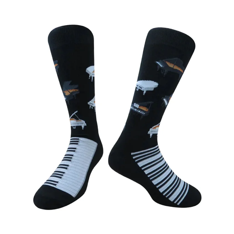 Durable Hiking Socks for Outdoor Adventures-Grand Pianos Men’s Socks, Black