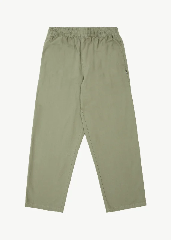 Comfortable Denim Shorts for Hot Days-AFENDS Mens Ninety Eights - Baggy Elastic Waist Pants - Olive