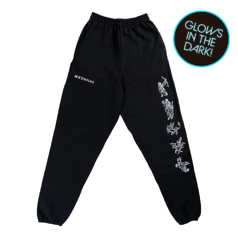 Elegant Silk Trousers for Special Occasions-Mythical Constellations Glow-in-the-Dark Sweatpants