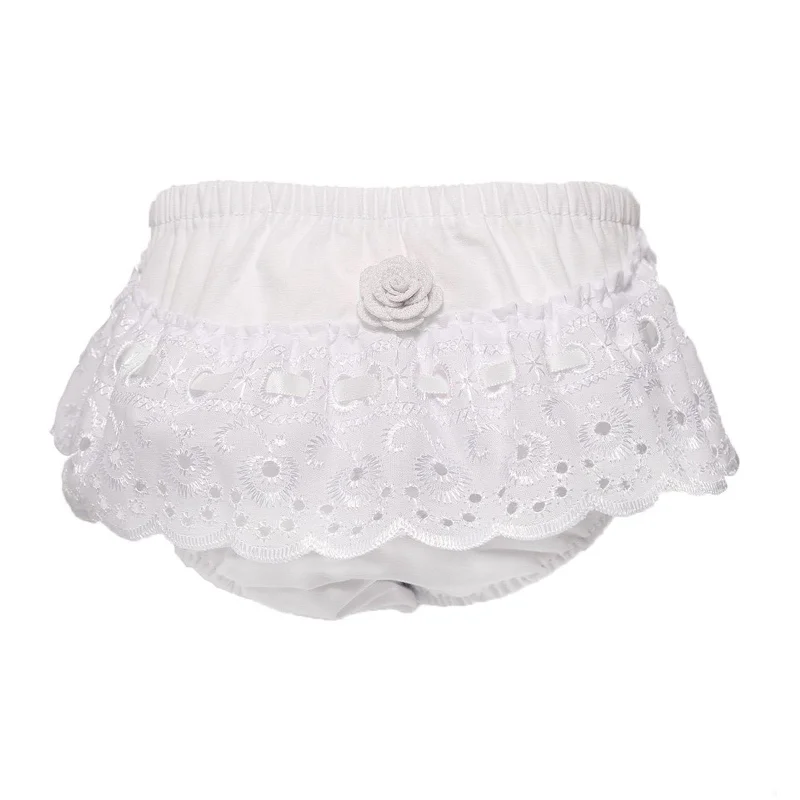 Trendy High-Waisted Shorts for Summer Fashion-WHITE COTTON FRILLY PANTS (NB-18 MONTHS) FP16-W