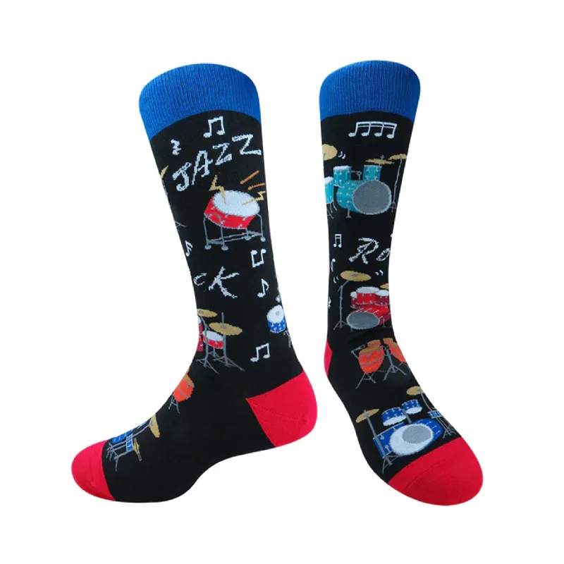 Comfortable Wool Socks for Outdoor Activities-Colorful Drums Men’s Socks