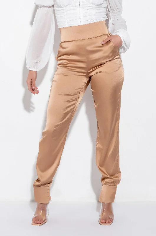 Fashionable Straight-Cut Pants for Work or Play-STARS IN THE SKY RHINESTONE SATIN PANTS