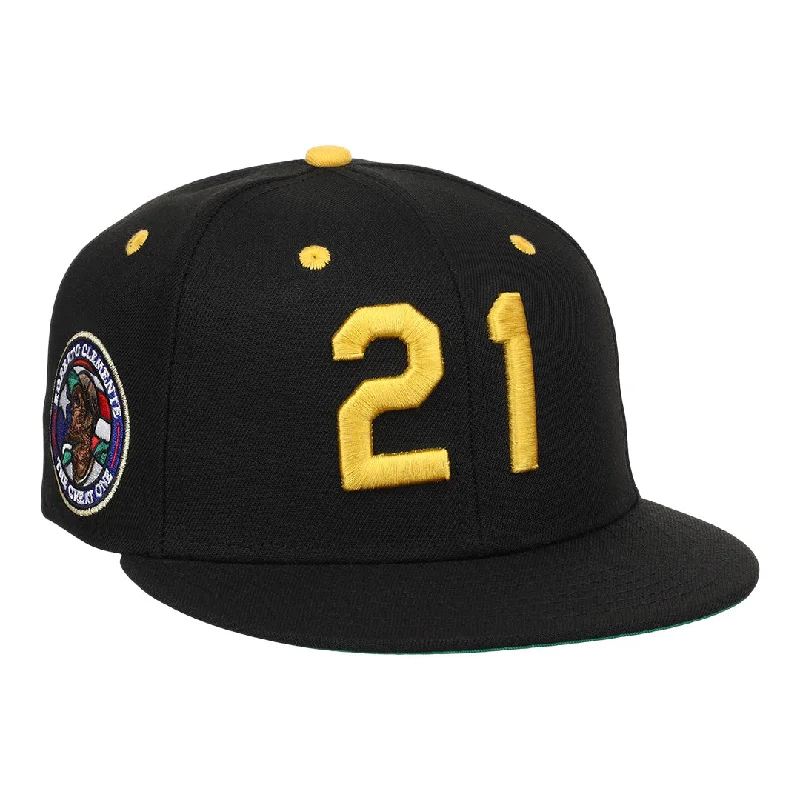 Sporty Running Hat for Marathon Training-Roberto Clemente EFF Signature Series Fitted Ballcap - Black