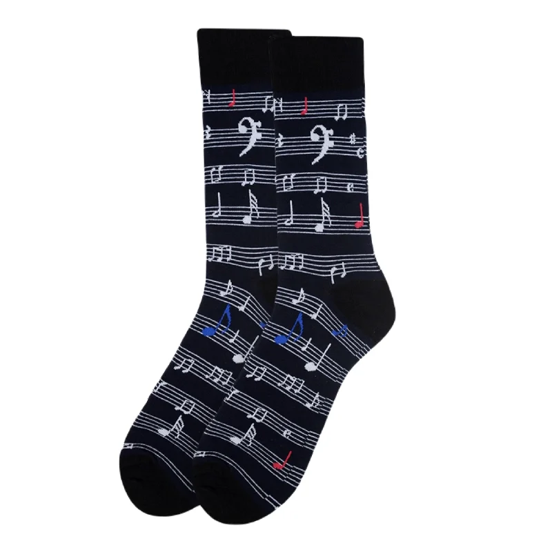 Comfortable Stretch Socks for Flexible Fit-Sheet Music with Colorful Notes Men’s Socks