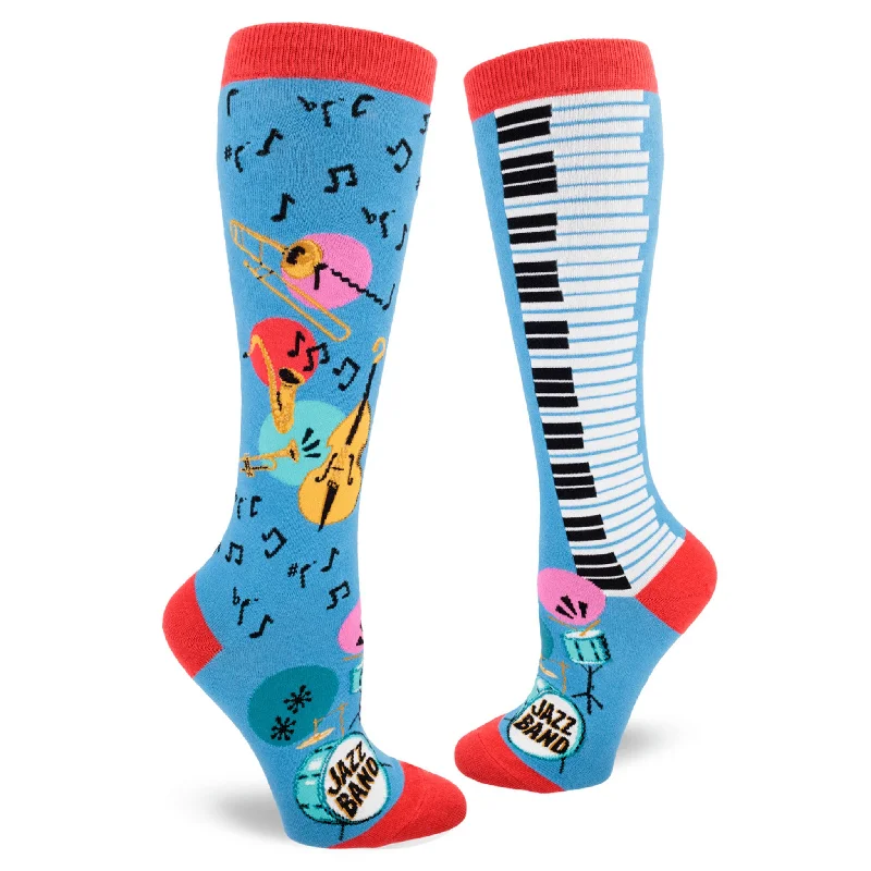 Compression Socks for Better Circulation-Jazz Band Women’s Knee-High Socks