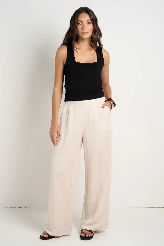 Premium Wool Trousers for Formal Events-Guardian Natural Linen Viscose Elastic Back Pants