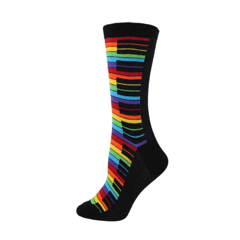 Breathable Mesh Socks for Hot Weather-Rainbow Piano Keys Women's Socks