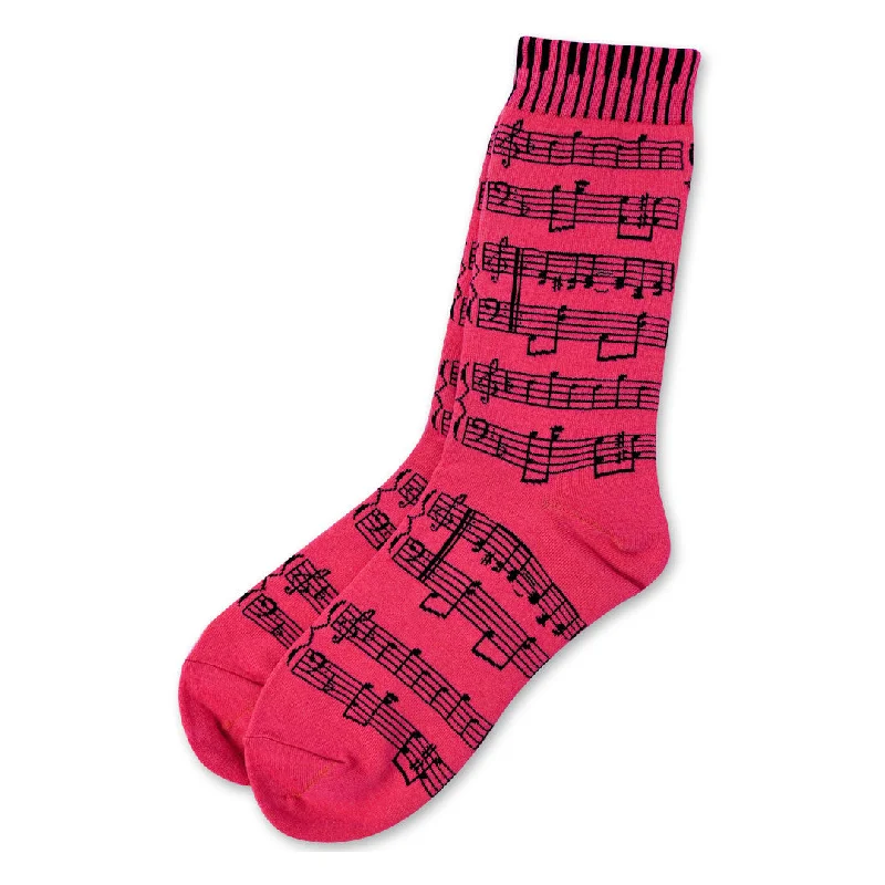 Stylish Printed Socks for Fashionable Looks-Music Staff & Keyboard Women’s Socks, Pink