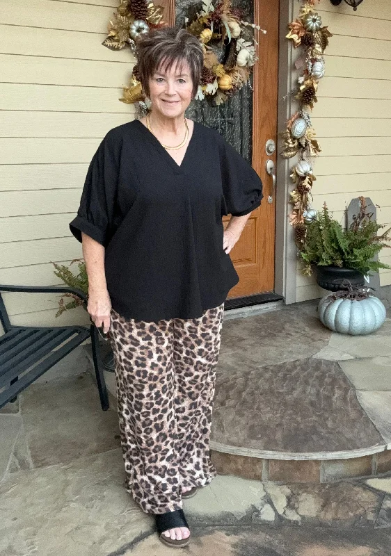 Classic Straight Leg Jeans for Timeless Style-Plus Sizes | Leopard Print Pants with Wide Elastic Waist