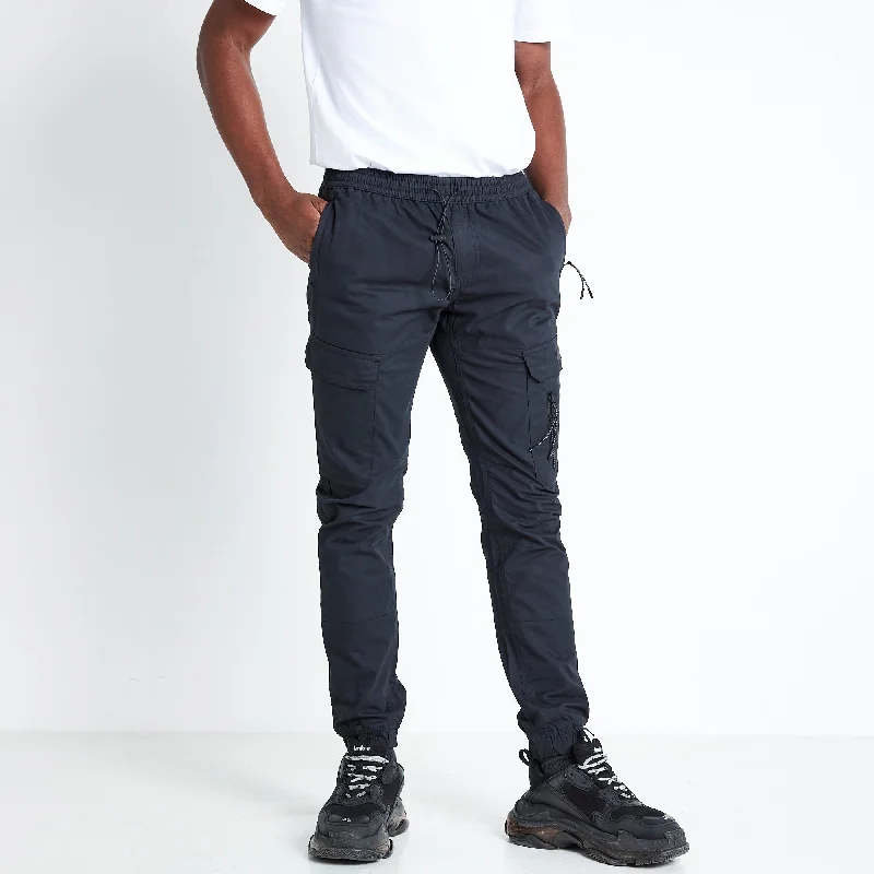 Trendy High-Rise Jeans for Modern Fashion-Cuffed Cargo Pants - Black