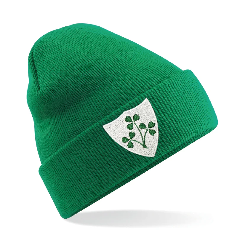 Comfortable Boater Hat for Summer Days-Unisex Ireland EIRE Rugby Vintage Retro Cuffed Beanie Hat