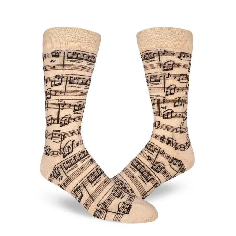 Stylish Patterned Socks for Unique Looks-Für Elise Men's Socks, Cream