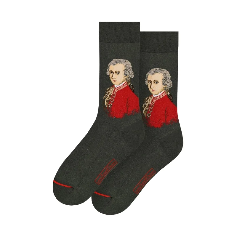 High-Quality Thermal Socks for Cold Days-Mozart Portrait Women’s Socks, Green