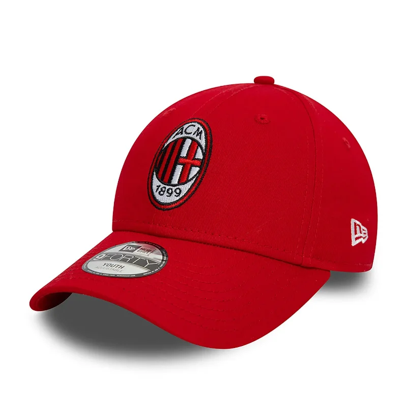 Comfortable Sun Visor for Beach Days-AC Milan Kids Red 9FORTY Cap Cloth Strap Adjustable Football (Soccer) By New Era