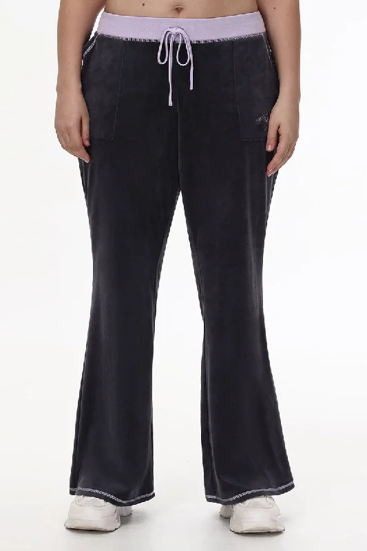 Comfortable Wide-Legged Slacks for Comfort-Plus-Size Sweetheart Cotton Velour Track Pants