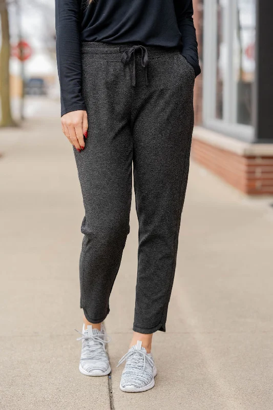 Comfortable Capri Leggings for Summer Walks-Heathered Drawstring Pants