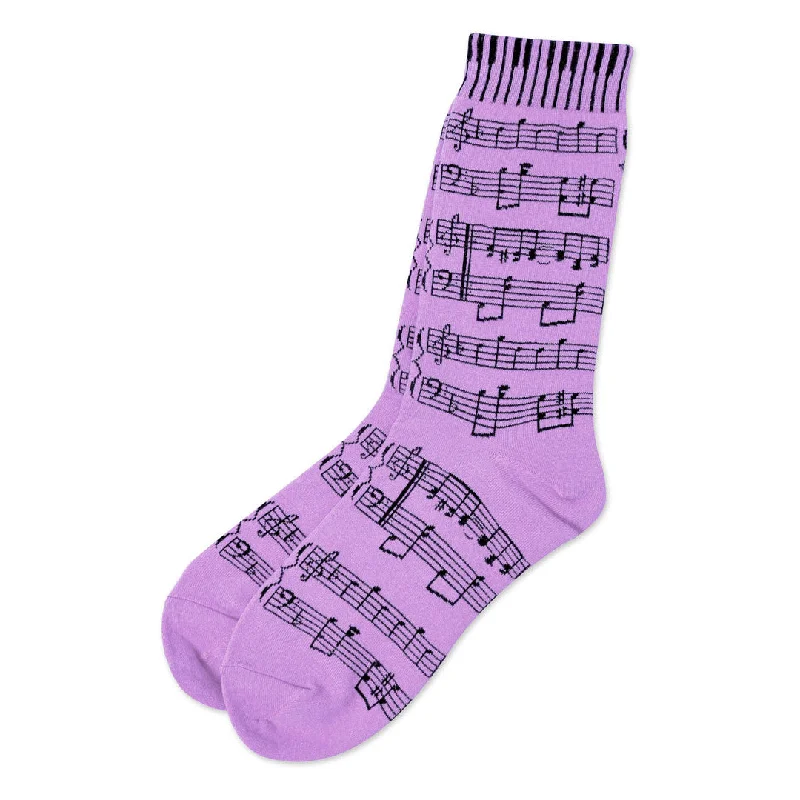 Soft Wool Socks for Winter Comfort-Music Staff & Keyboard Women's Socks, Lavender