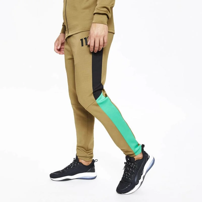 Vintage-Inspired Bell Bottom Jeans for Retro Look-Fahrenheit Colour Block Poly Track Pants - Black / Green / Bright Green