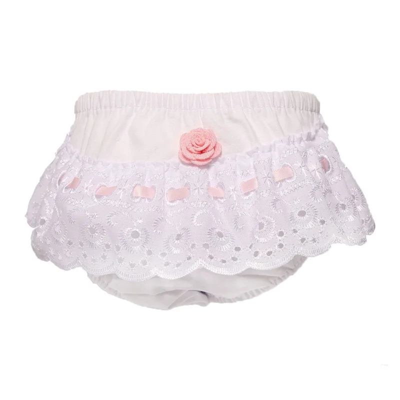 Soft Stretch Pants for Daily Comfort-WHITE/PINK COTTON FRILLY PANTS (NB-18 MONTHS) FP16-P