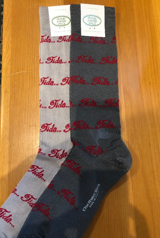 Comfortable Stretch Socks for Flexible Fit-The Shirt Shop Game Day Socks - Tide Script (3 Colors)