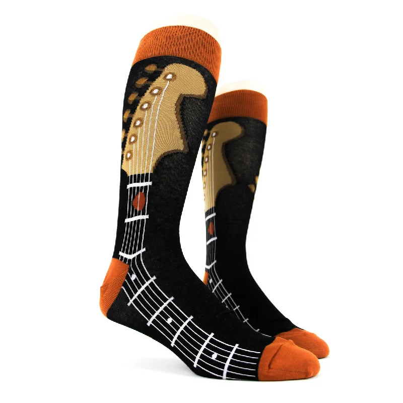 Casual Crew Socks for Daily Comfort-Guitar Neck Men's Socks