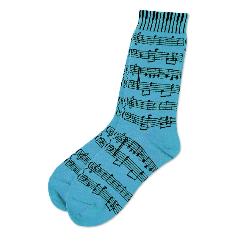 Premium Cotton Socks for All-Day Comfort-Music Staff & Keyboard Women's Socks, Blue