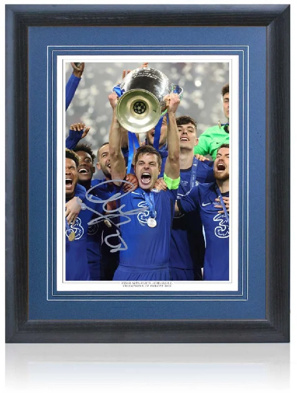 Wide Brim Hat for Sun Protection-Cesar Azpilicueta Chelsea Champions of Europe Captain Hand Signed Photograph AFTAL COA