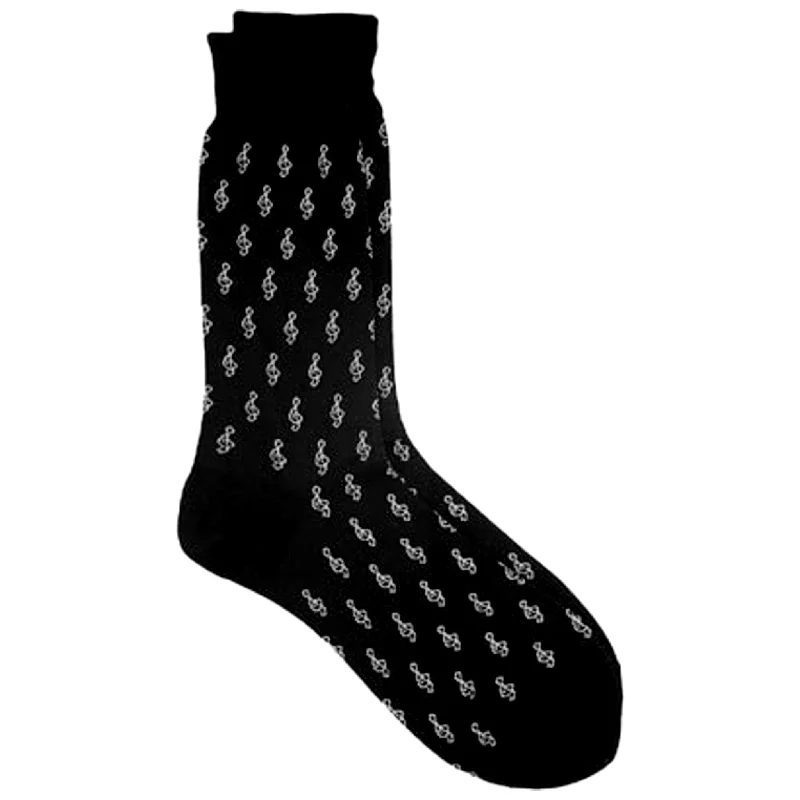 Seamless Toe Socks for Comfortable Fit-Treble Clefs Men's Socks, Black