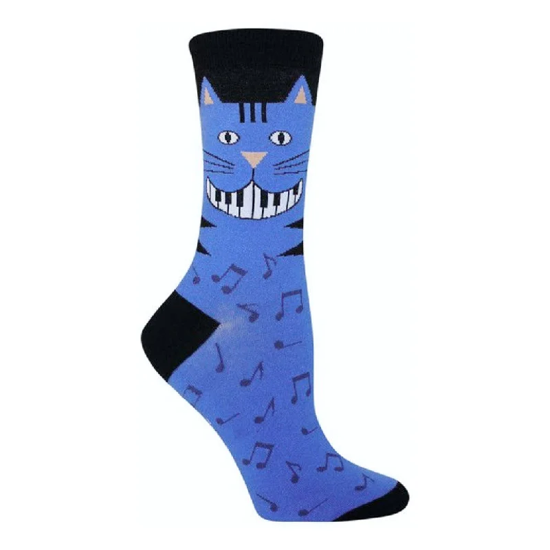 Soft Microfiber Socks for Sensitive Feet-Cat with Piano Keys Teeth Women's Socks