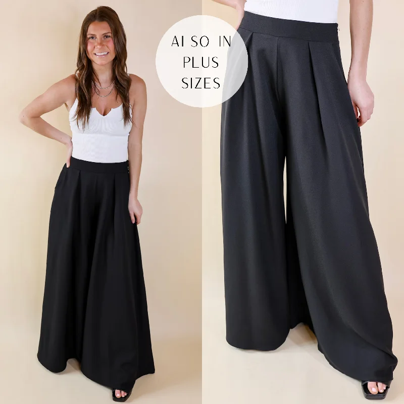 Comfy Denim Joggers for Casual Comfort-Urban Wonders Wide Leg Pants in Black