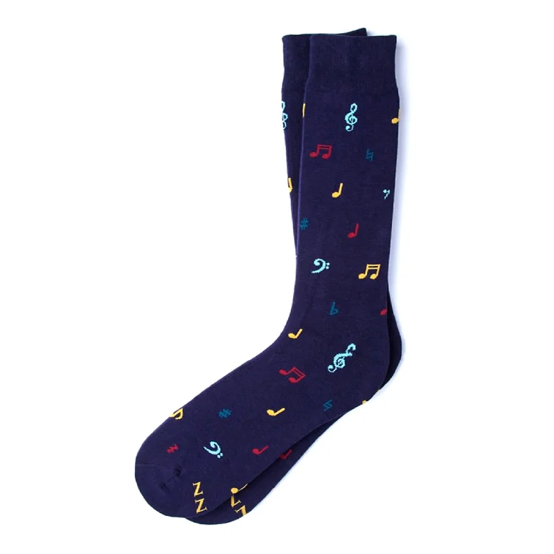 Colorful Patterned Socks for Trendy Style-Music to My Toes Men's Socks, Navy