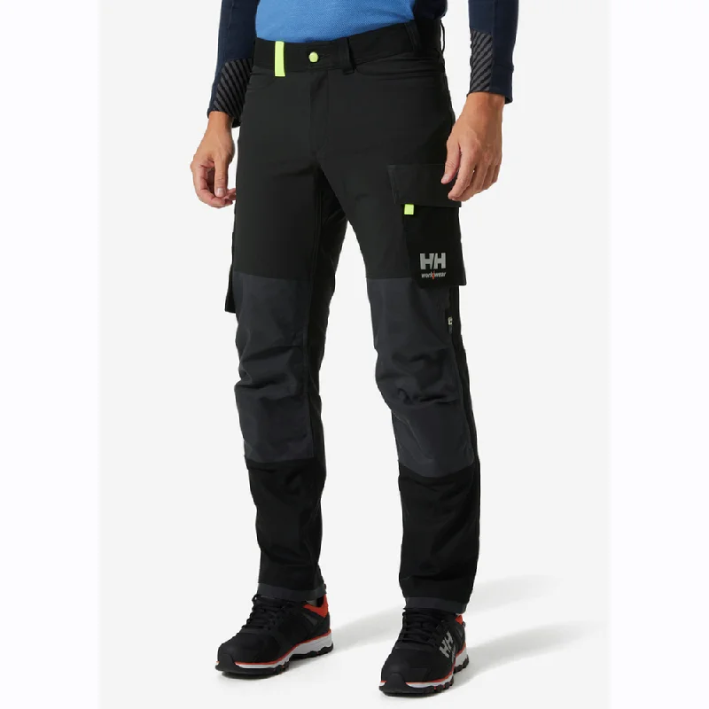 Stylish Tapered Pants for Sleek Silhouette-Helly Hansen 77407 Oxford 4X Stretch Work Pants Trousers Black / Ebony