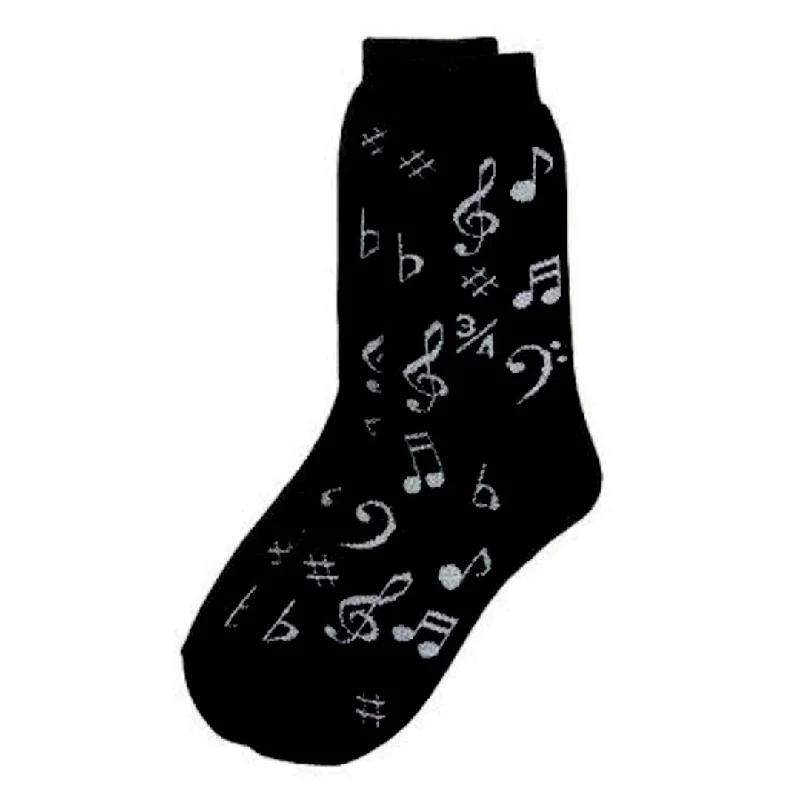 High-Performance Sports Socks for Running-Music Notes Women's Socks, Silver