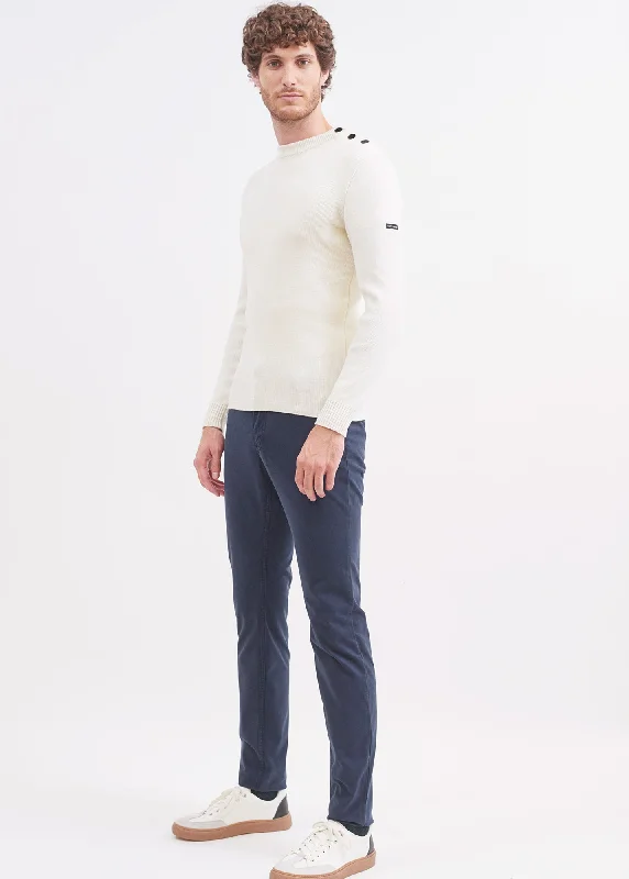 High-Waisted Pants for Retro Style-Voile Hiver chino pants - in stretch cotton twill (AMIRAL)