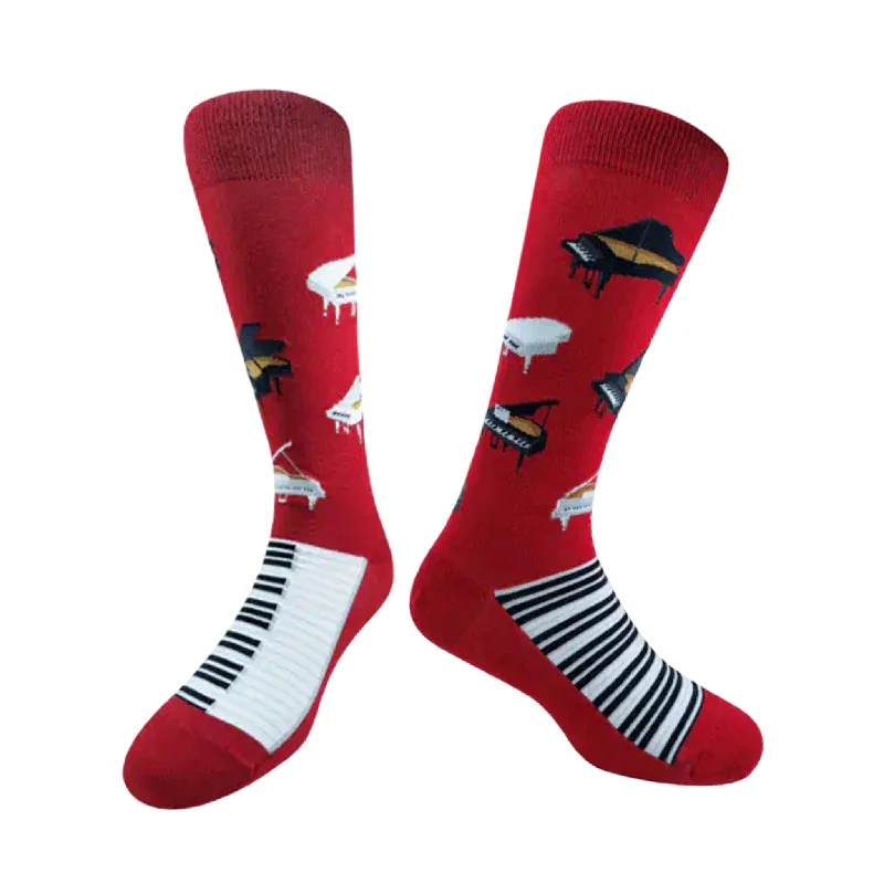 Trendy No-Show Socks for Invisible Fit-Grand Pianos Men’s Socks, Red