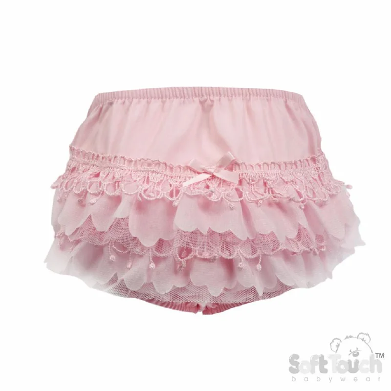 Sporty Track Pants for Active Days-Lace Frilly Pants - Pink (0-18 Months) (PK6) FP26-P