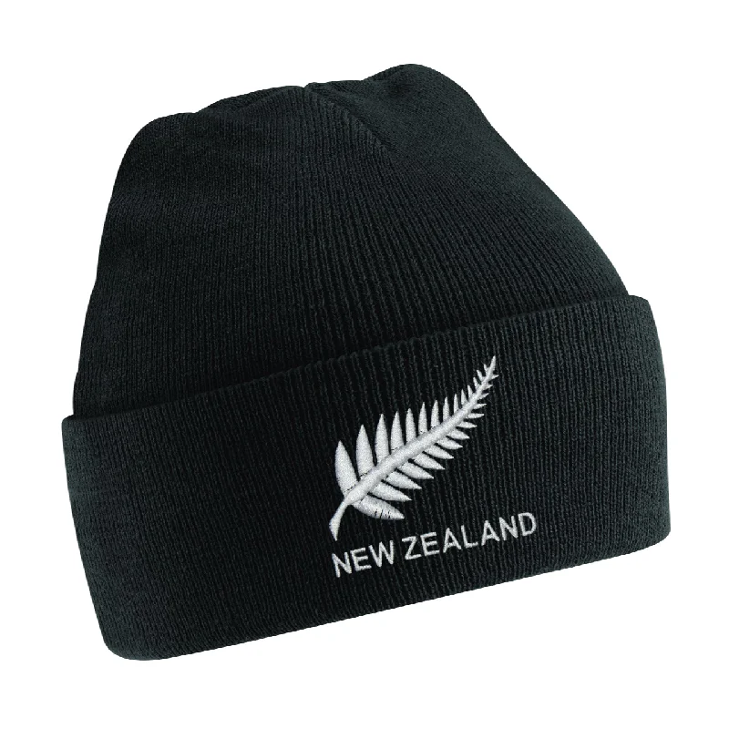 Comfortable Snapback Hat for Street Style-Kids New Zealand Vintage Retro Embroidered Rugby Football Beanie Hat