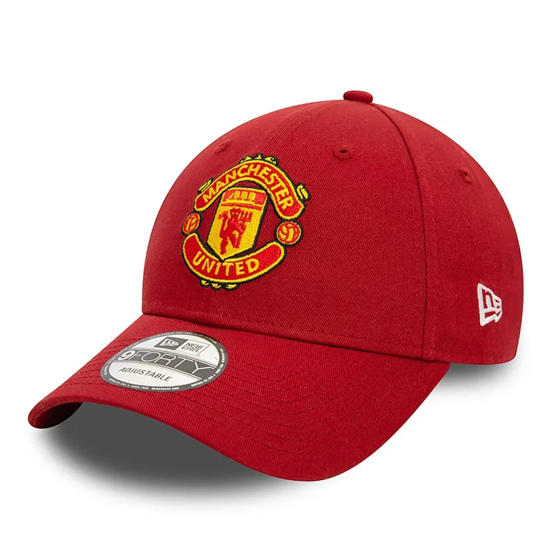 Cool Trucker Hat for Road Trips-Manchester United Adult Dark Red 9Forthy Cap Cloth Strap Adjustable Football (Soccer) By New Era