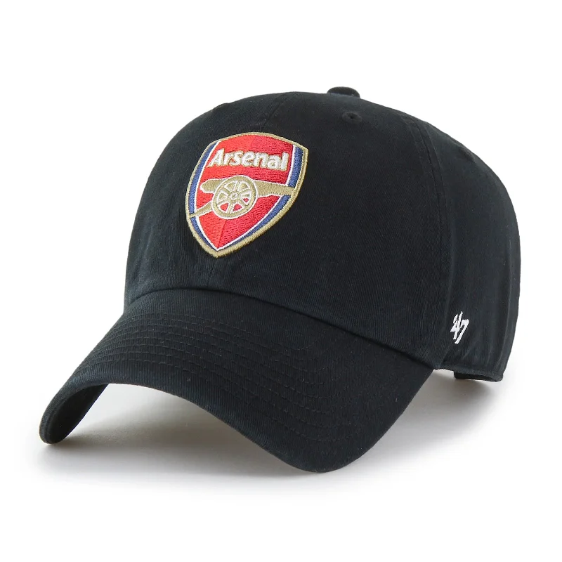 Premium Panama Hat for Summer Comfort-Arsenal FC Black Clean Up Strapback Football Soccer Cap by 47