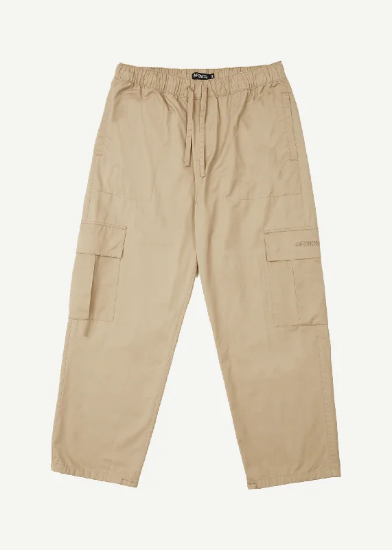 Rugged Utility Pants for Outdoor Activities-AFENDS Mens Atlas - Twill Cargo Pants - Taupe