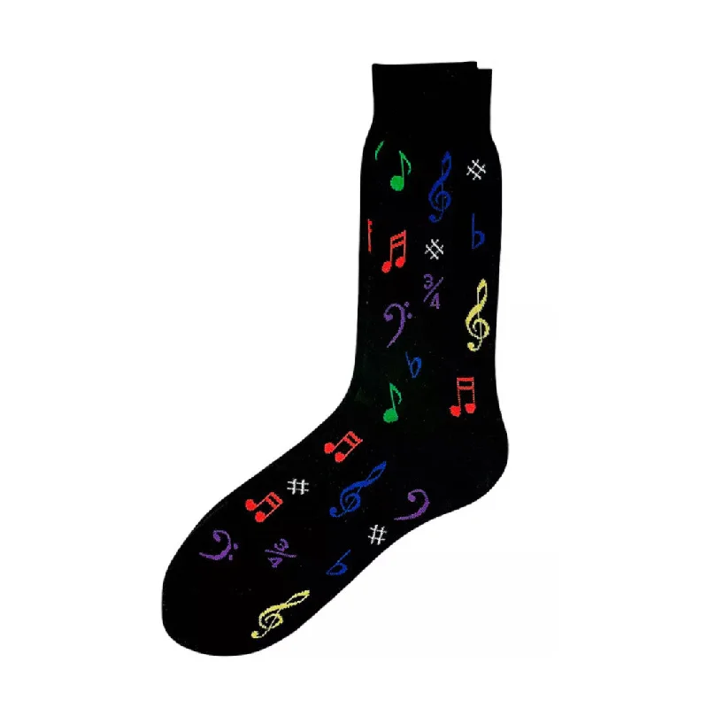 Stylish Patterned Dress Socks for Office Wear-Music Notes Men’s Socks, Multicolor