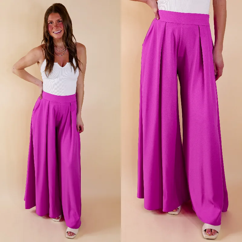 Wide-Legged Palazzo Pants for Breezy Style-Urban Wonders Wide Leg Pants in Magenta Purple